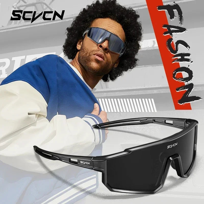 SCVCN Upgraded Outdoor Sports Cycling Glasses Men Women Running Sunglasses UV400 Mountain Camping Fishing Eyewear MTB Goggles