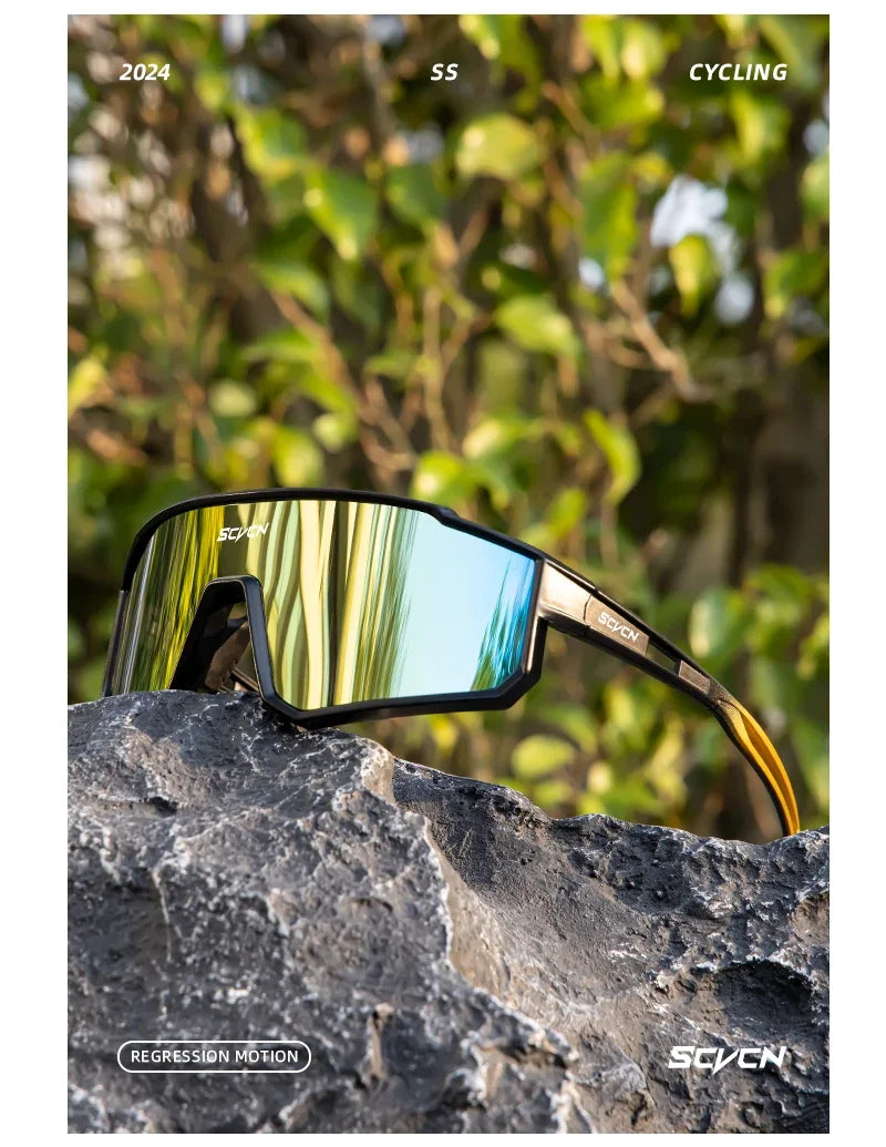 SCVCN Upgraded Outdoor Sports Cycling Glasses Men Women Running Sunglasses UV400 Mountain Camping Fishing Eyewear MTB Goggles