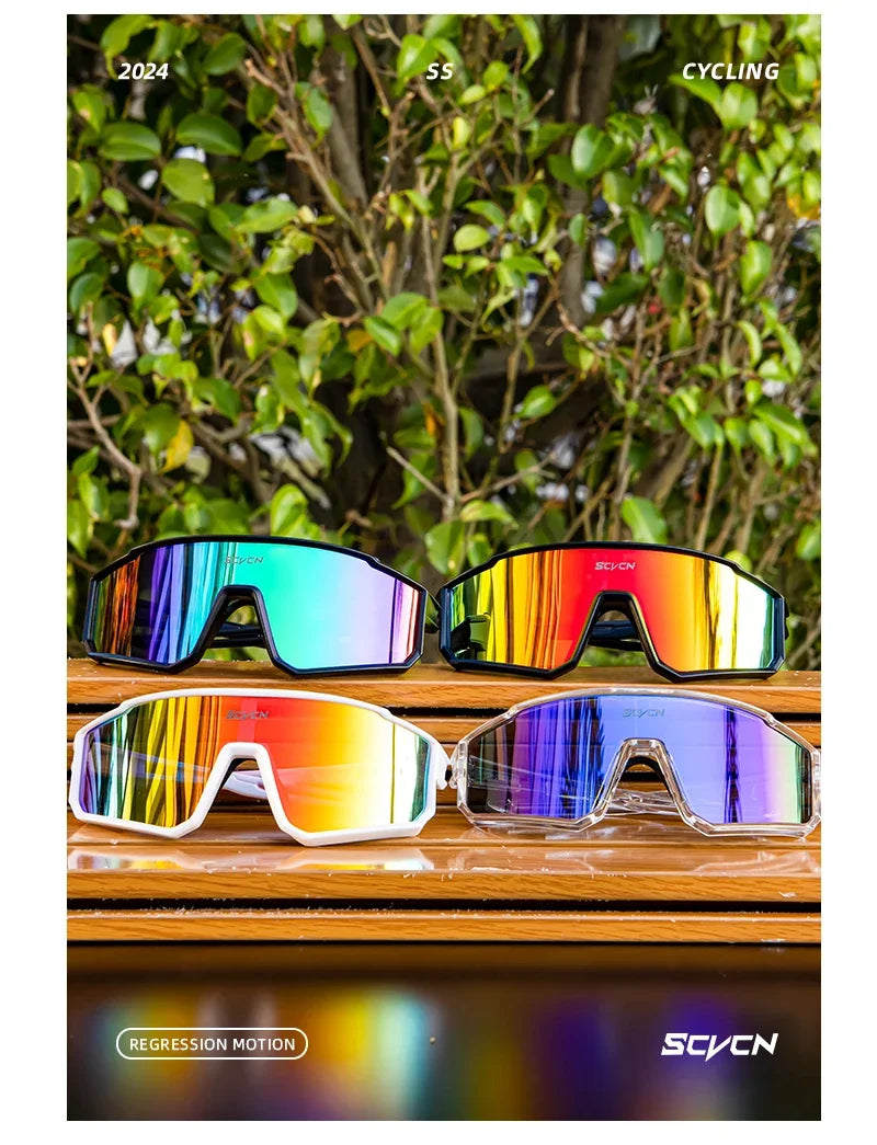 SCVCN Upgraded Outdoor Sports Cycling Glasses Men Women Running Sunglasses UV400 Mountain Camping Fishing Eyewear MTB Goggles